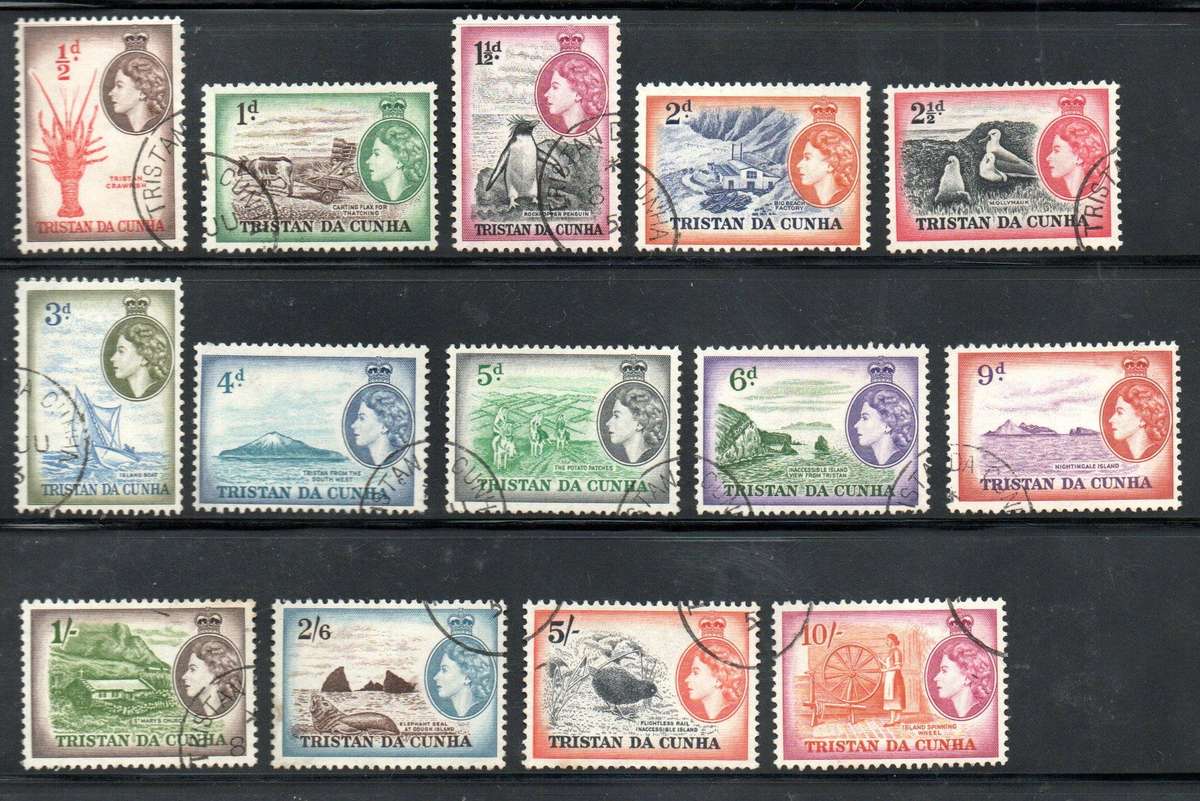 Tristan da Cunha 1954 QEII used set of (x14) - as per scans - SG14/27 - CV GBP 70.
