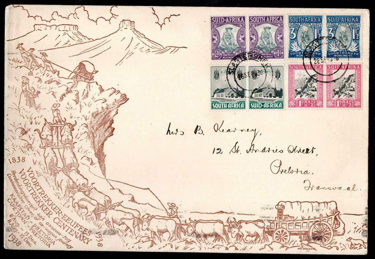 Union 1938 Voortrekker cover - Slagtersnek postmarks - as per scans.