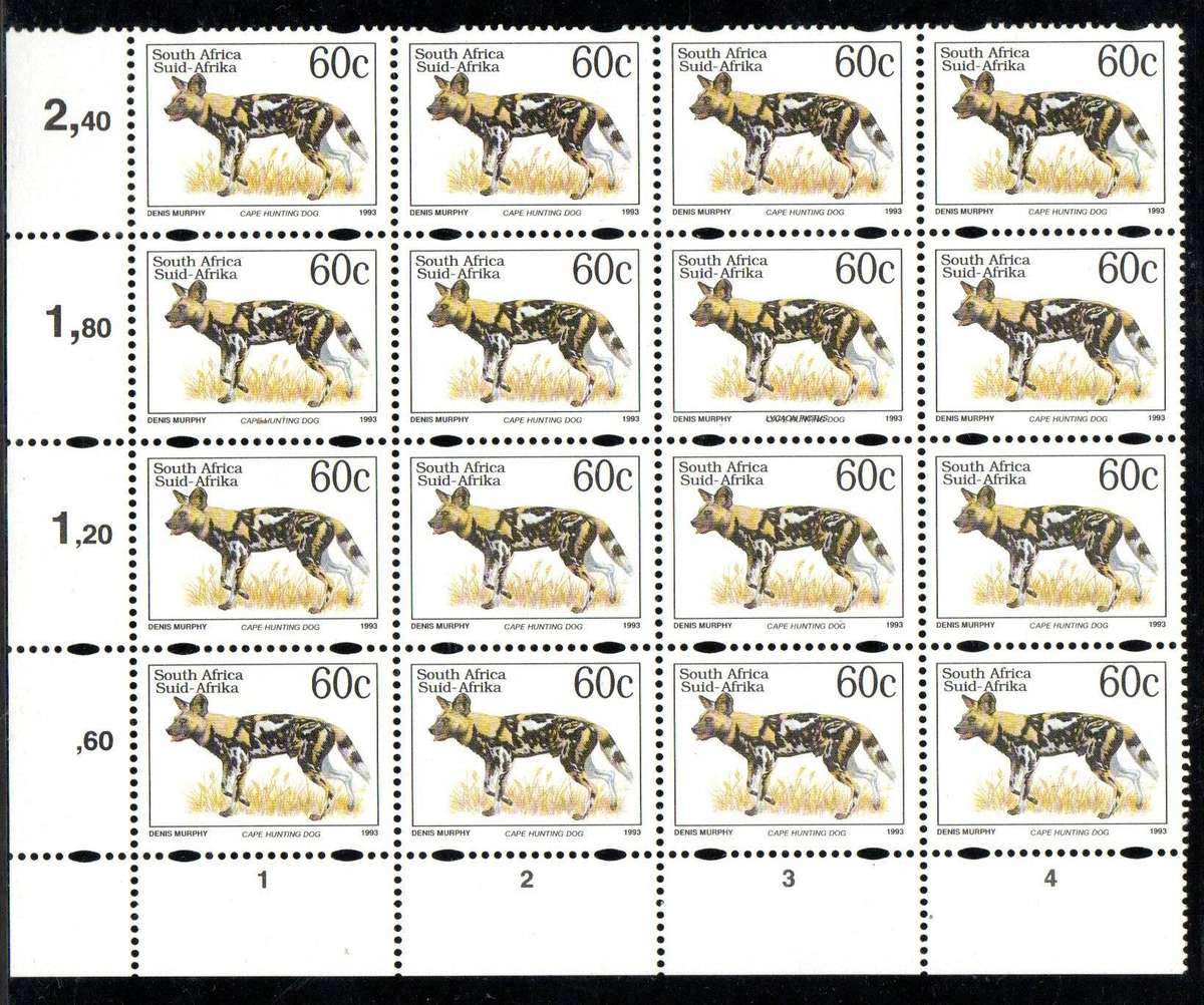 RSA 1997 6th def umm 60c cnr blk of (x16) with "English over Latin inscription superimposed". CC834d