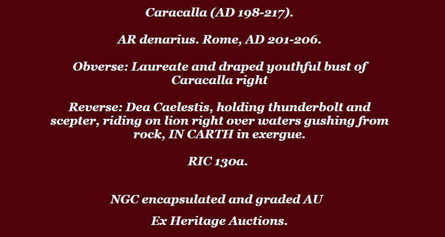 Caracalla AR Silver denarius IN CARTH NGC AU Roman coin