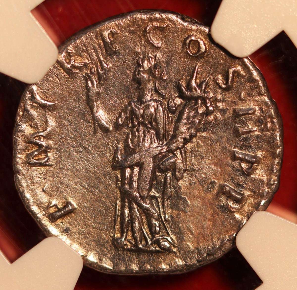 AR Denarius, NGC Certified XF Trajan Roman coin
