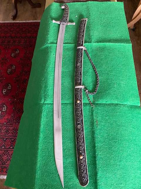 Middle East SWORD IN SCABBORD with silver filigree detail