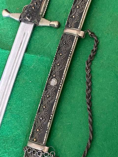 Middle East SWORD IN SCABBORD with silver filigree detail