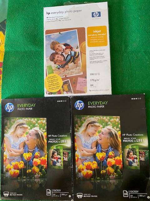 HP PHOTOPAPER  (1PACK 100 SEMI GLOSSY) 2 PACKS 25 GLOSSY
