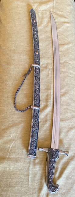 Middle East SWORD IN SCABBORD with silver filigree detail