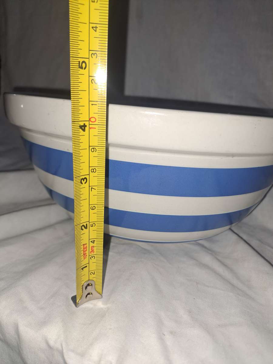 Blue and white Cornish ware mixing bowl