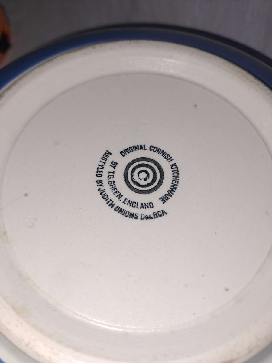 Blue and white Cornish ware mixing bowl