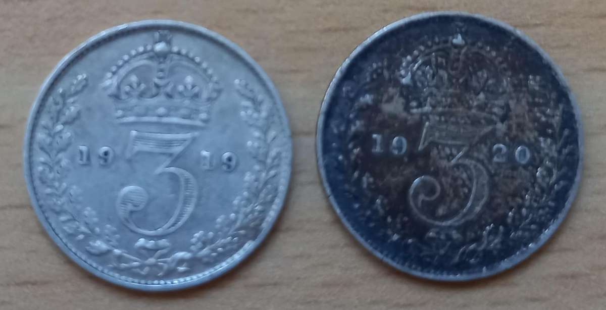 Lot of 4 Great Britain silver 3 Pence coins early 1900s