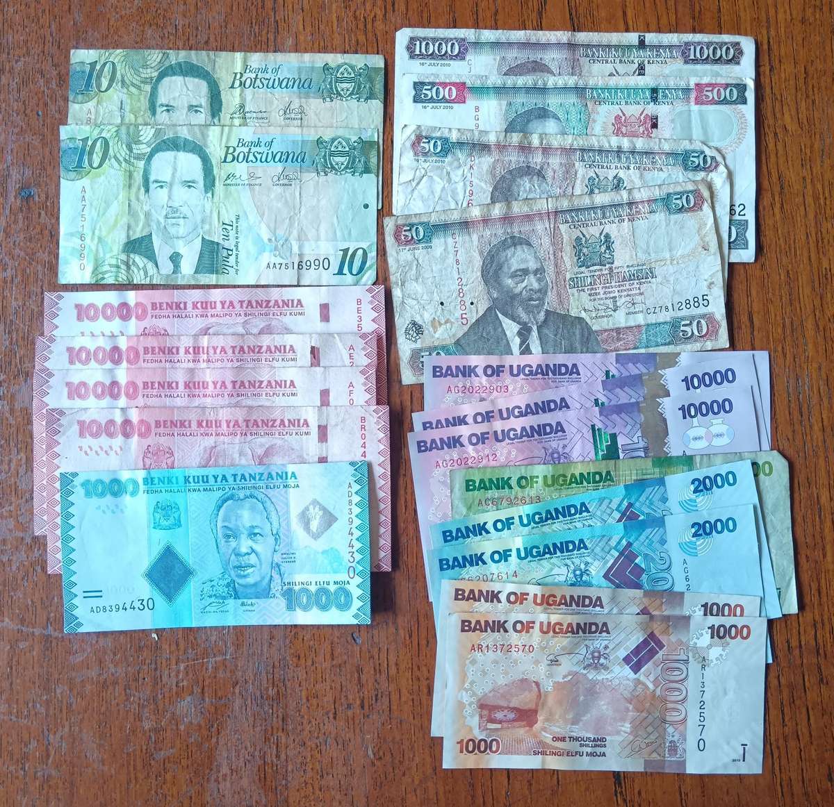 Lot of 19 African currency notes - Uganda, Botswana, Tanzania, Kenya