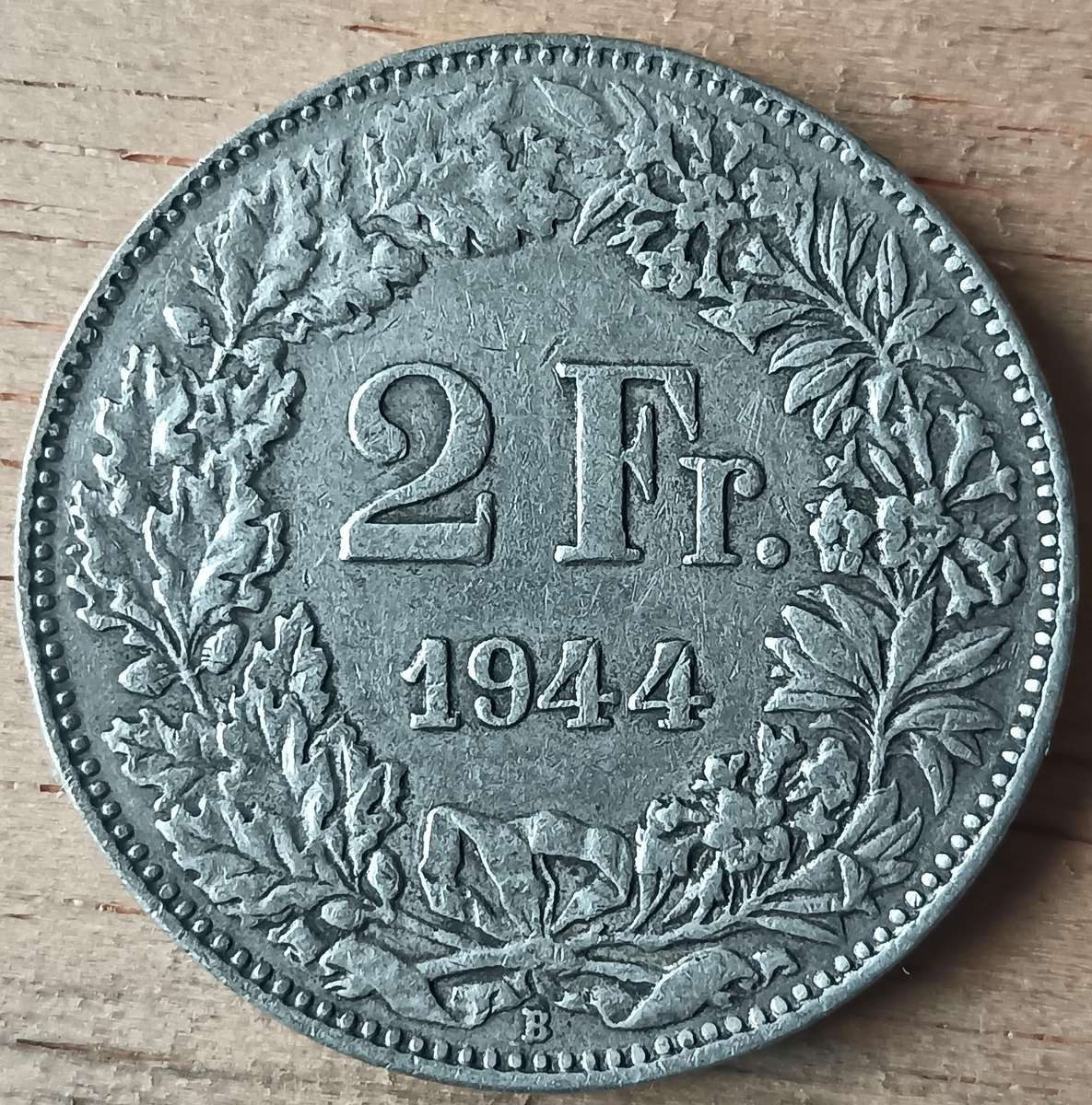 Switzerland silver 2 Franc 1944