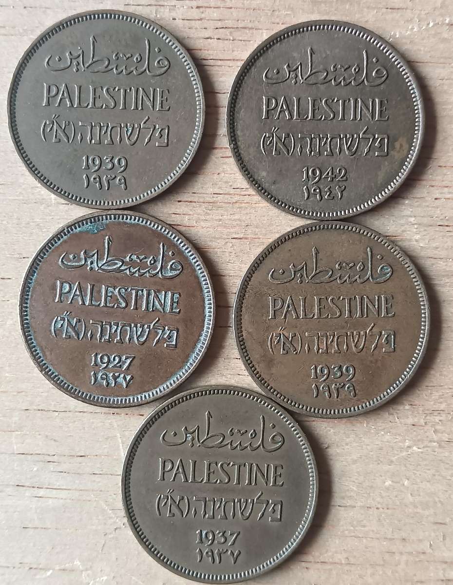Palestine 1 Mil 1927, 1937, 1939(x2) and 1942