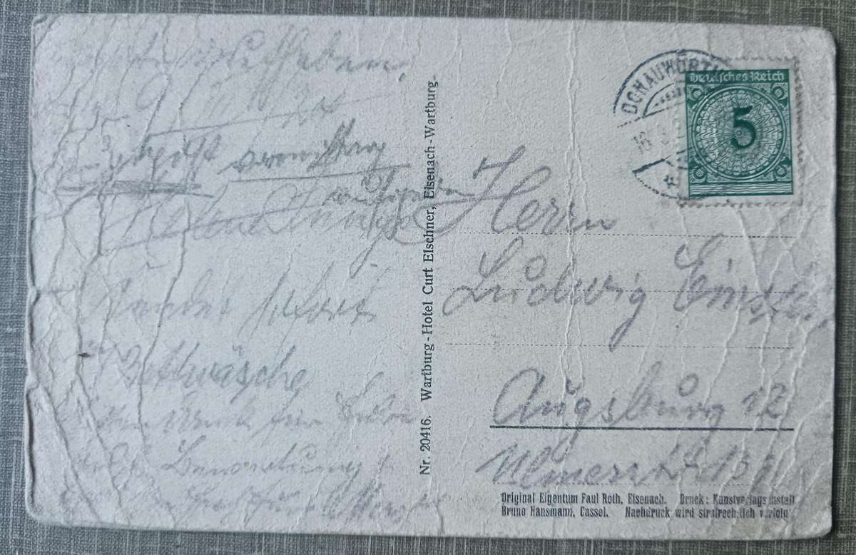 German Reich used postcard Donauworth to Augsburg