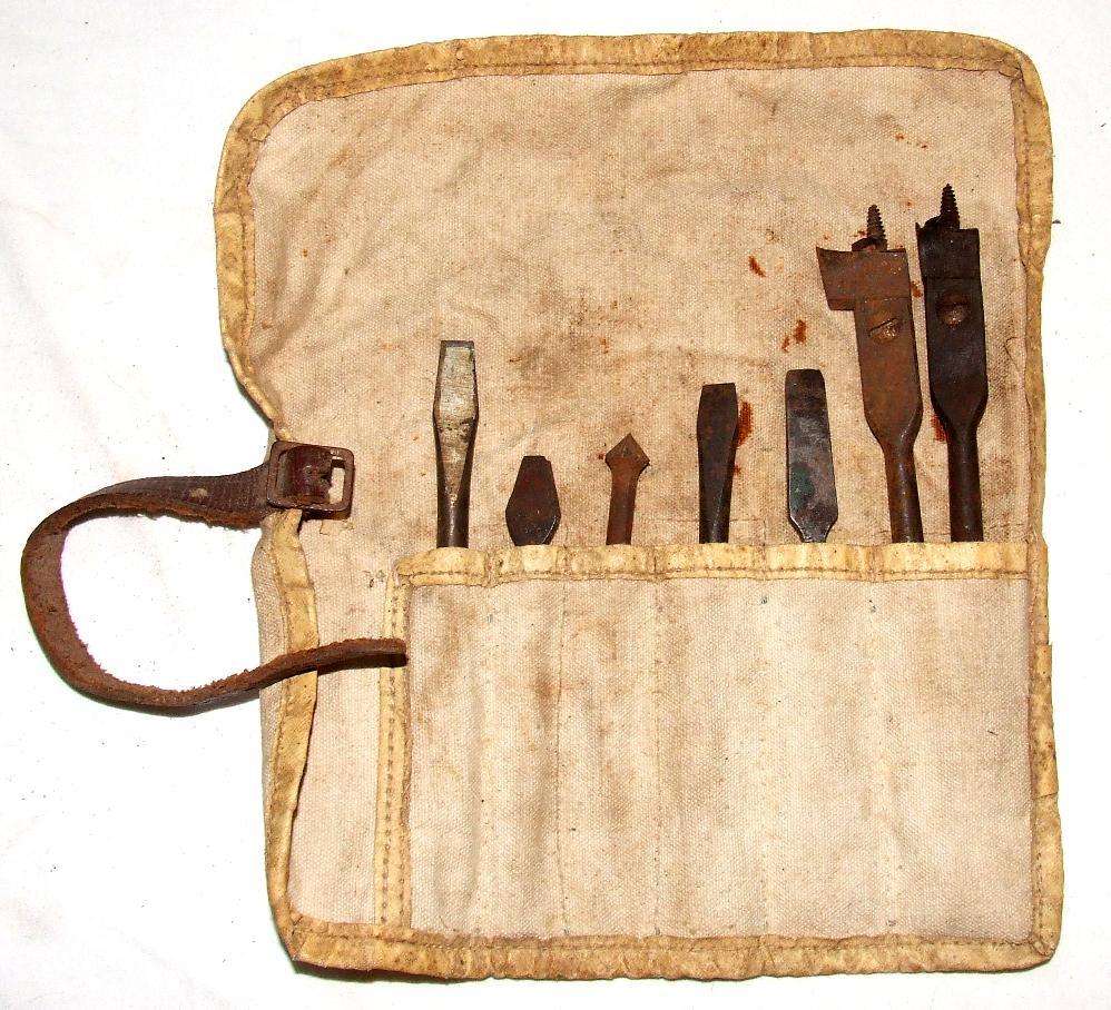 Vintage set of Drill Bits in a Canvas Pauch