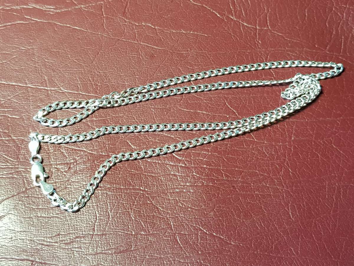Lovely Long Genuine Solid Sterling Silver Necklace in Very Good Condition - [16,2 g]