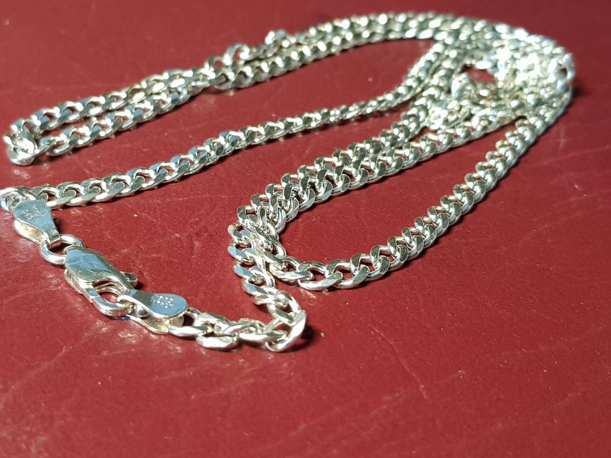 Lovely Long Genuine Solid Sterling Silver Necklace in Very Good Condition - [16,2 g]