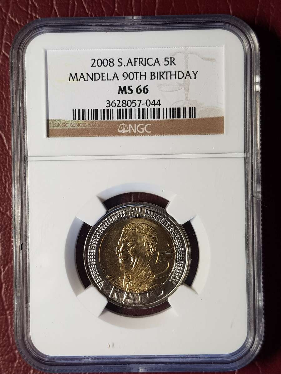 MS 66  2008 RSA R5 NGC Graded Mandela 90th Birthday