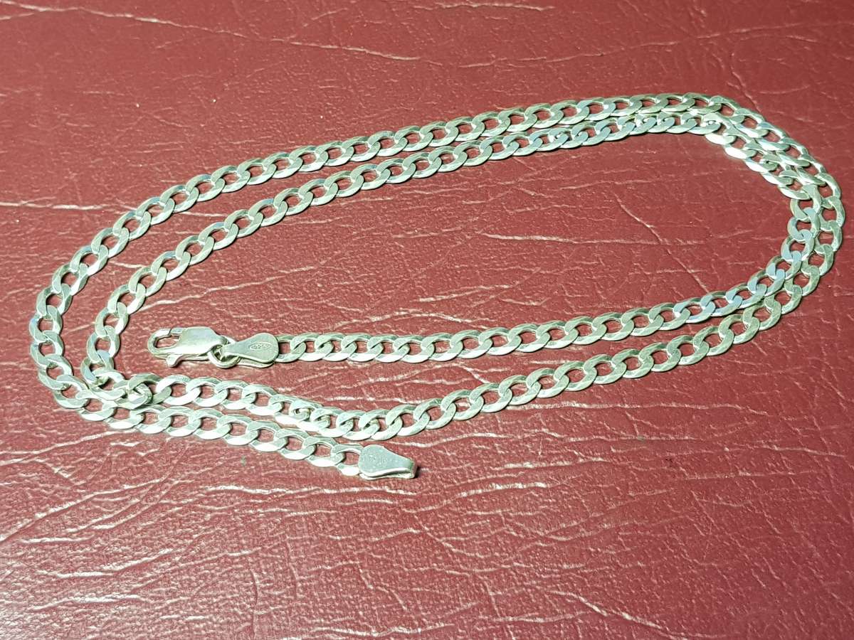 Lovely Genuine Solid Sterling Silver Necklace With Italian Clasp In Very Good Condition - [11,2 g]