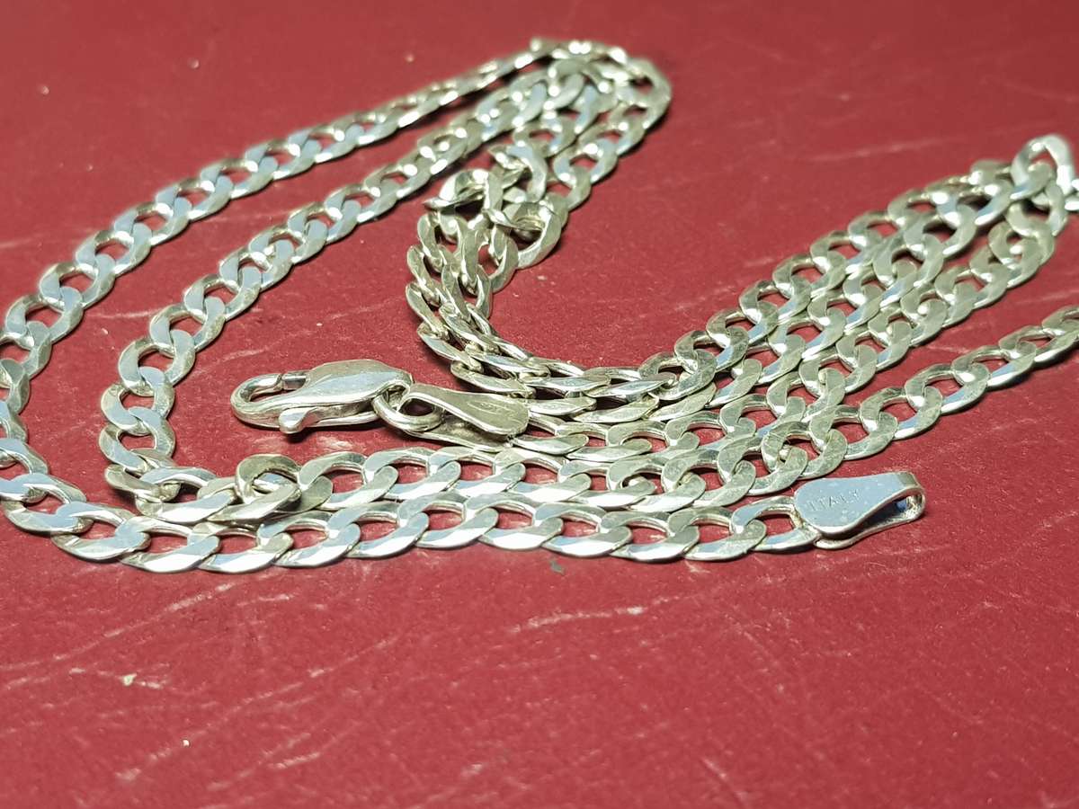 Lovely Genuine Solid Sterling Silver Necklace With Italian Clasp In Very Good Condition - [11,2 g]