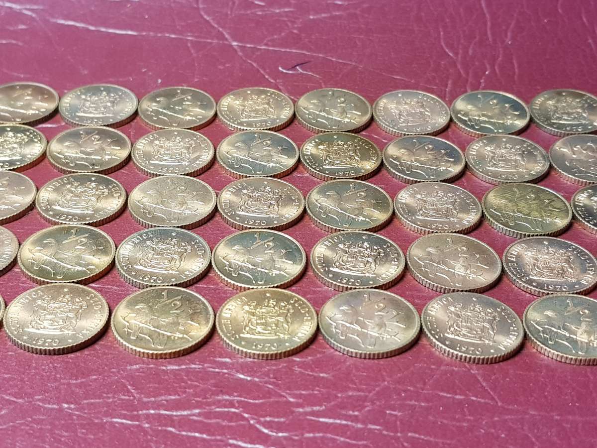 A Lot Of 40 x 1970 RSA Bronze ½ Cents - All Brilliant Mint State