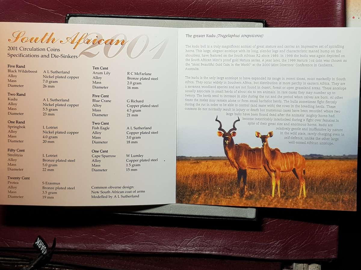 2001 RSA Proof Coin Set Capsuled In Original SAM Box