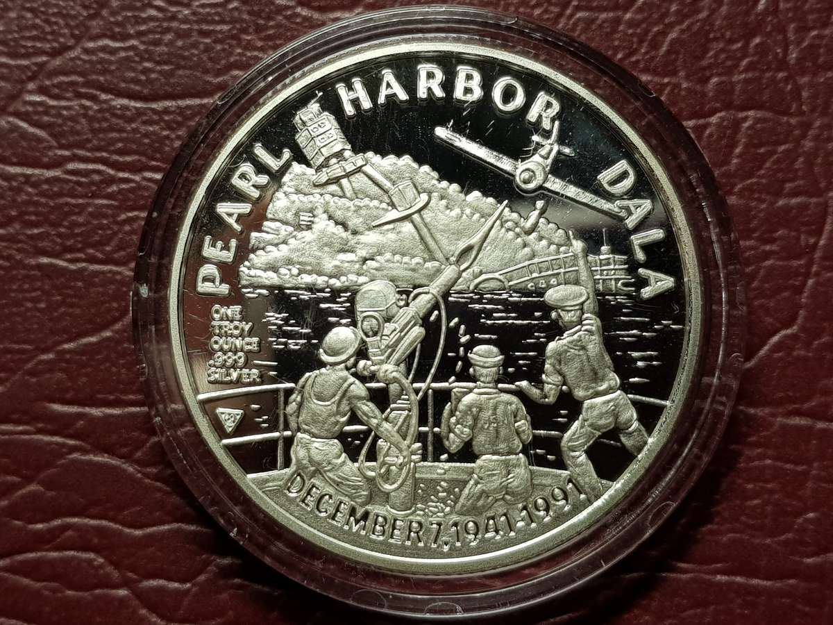 SILVER Proof 1 Oz Fine Capsuled - Pearl Harbor 50th Anniversary Medallion