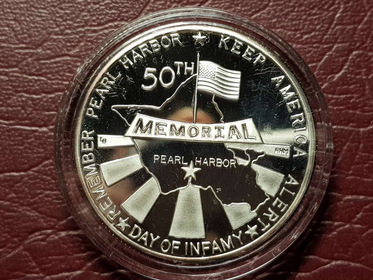 SILVER Proof 1 Oz Fine Capsuled - Pearl Harbor 50th Anniversary Medallion