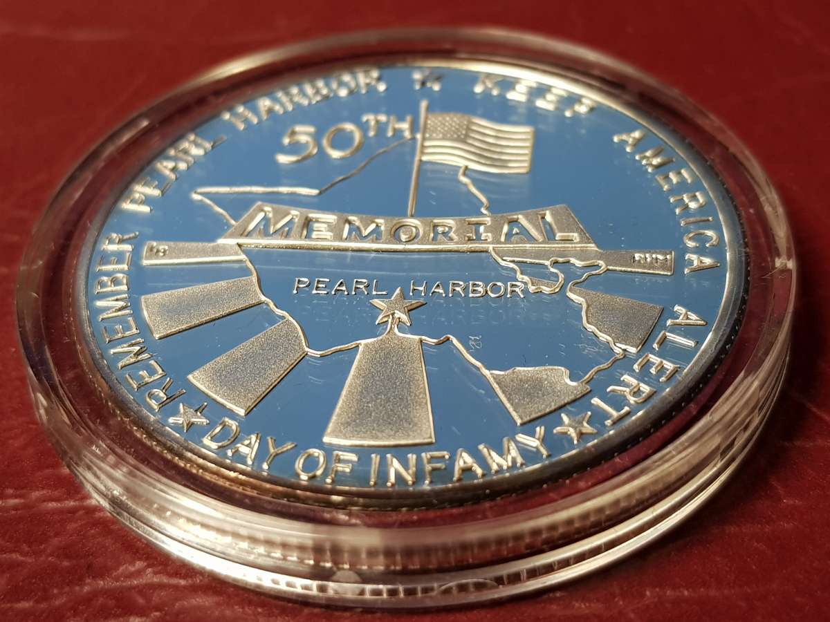 SILVER Proof 1 Oz Fine Capsuled - Pearl Harbor 50th Anniversary Medallion