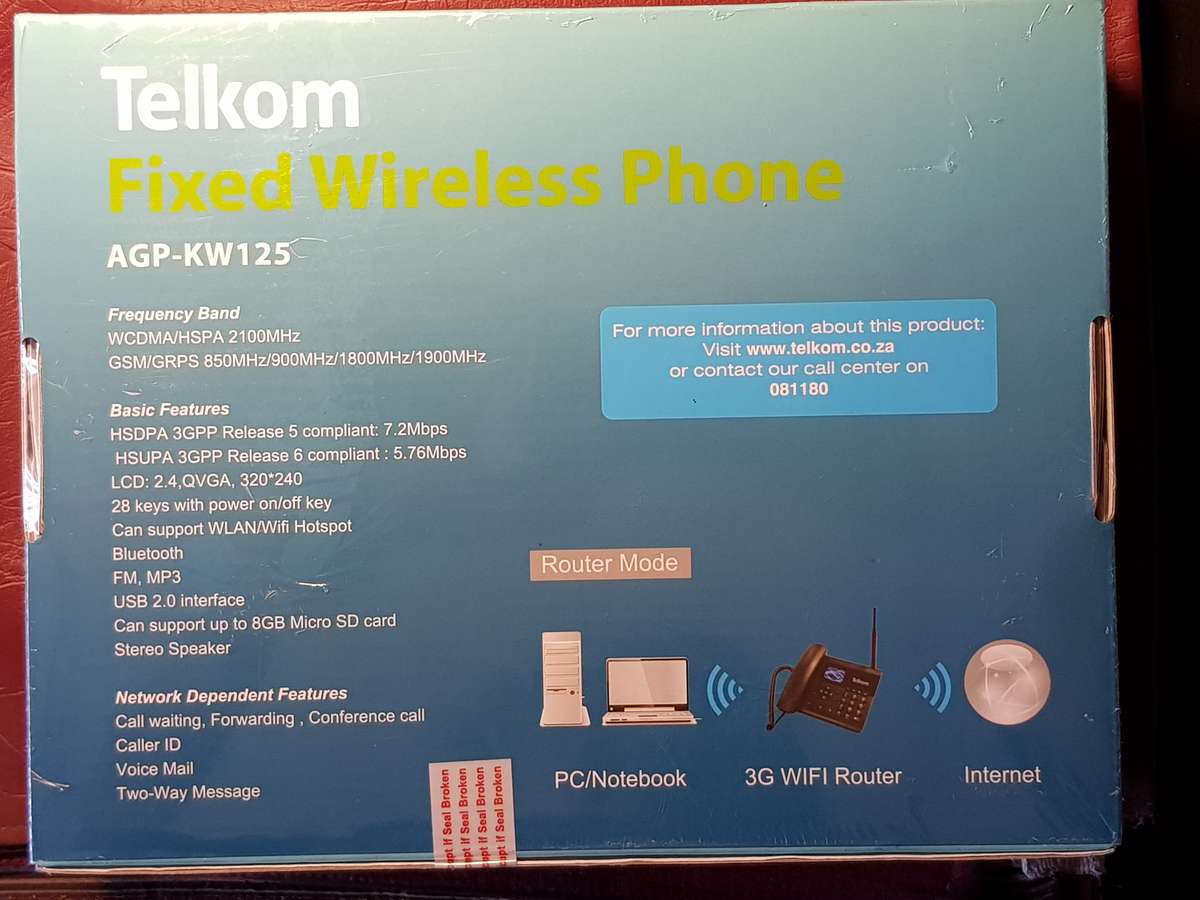 TELKOM FIXED WIRELESS PHONE AGP-KW125 SEALED NEW.*