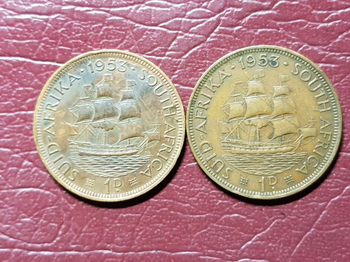 A Lot Of 2 x 1953 SA Union Pennies - [Bid per coin to take both]