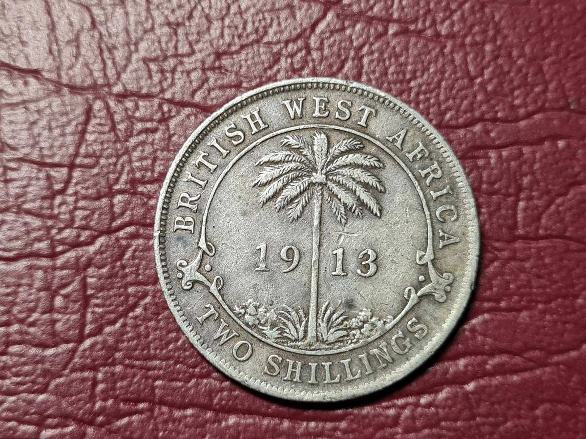 1913 British West Africa Sterling Silver 2 Shillings - George V