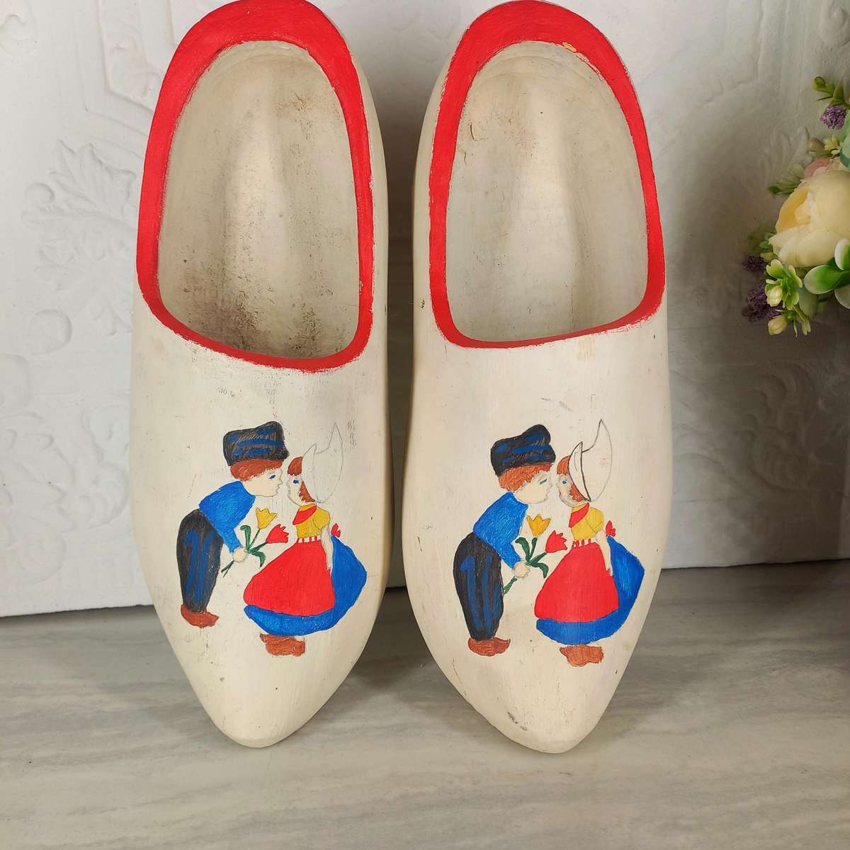 Vintage Dutch Wedding Clogs Wooden