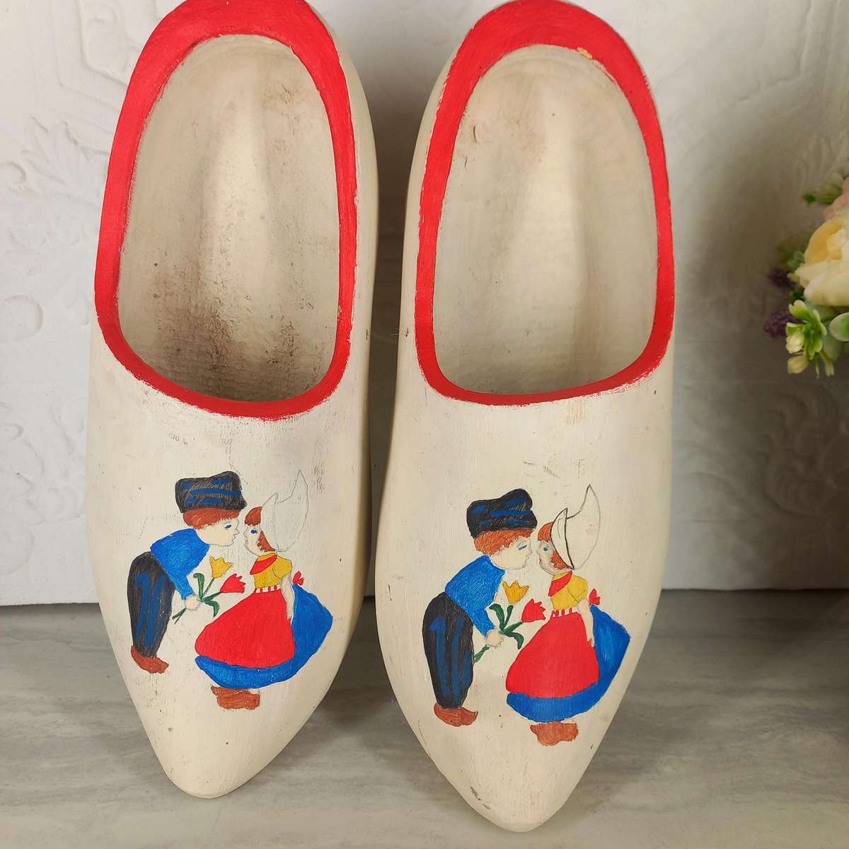 Vintage Dutch Wedding Clogs Wooden