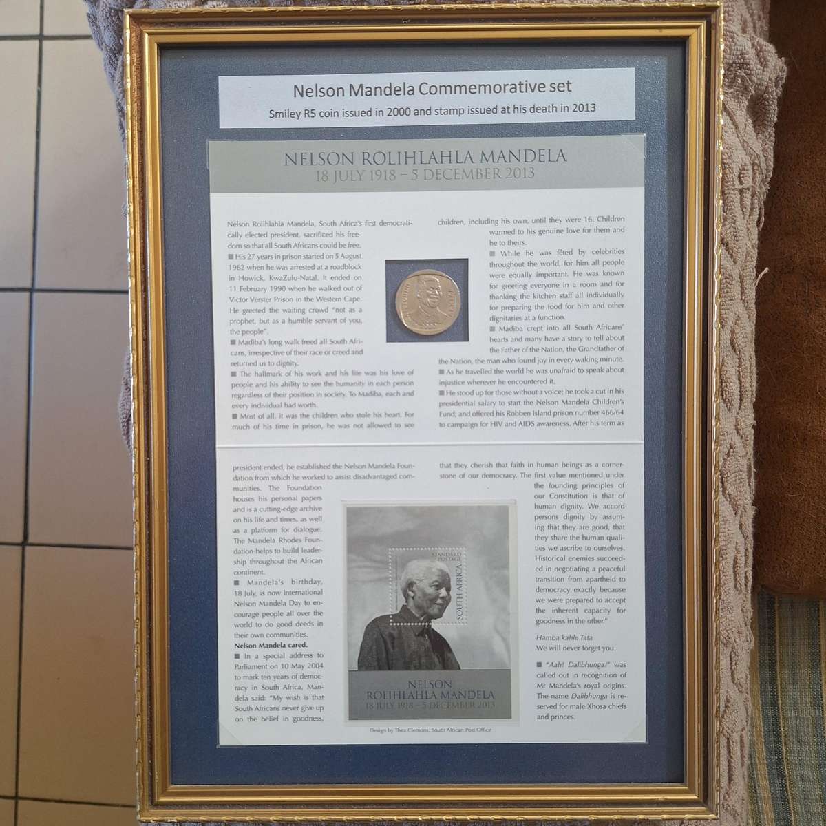 Mandela set : smiley 2000 R5 with lat stampnissued at his death