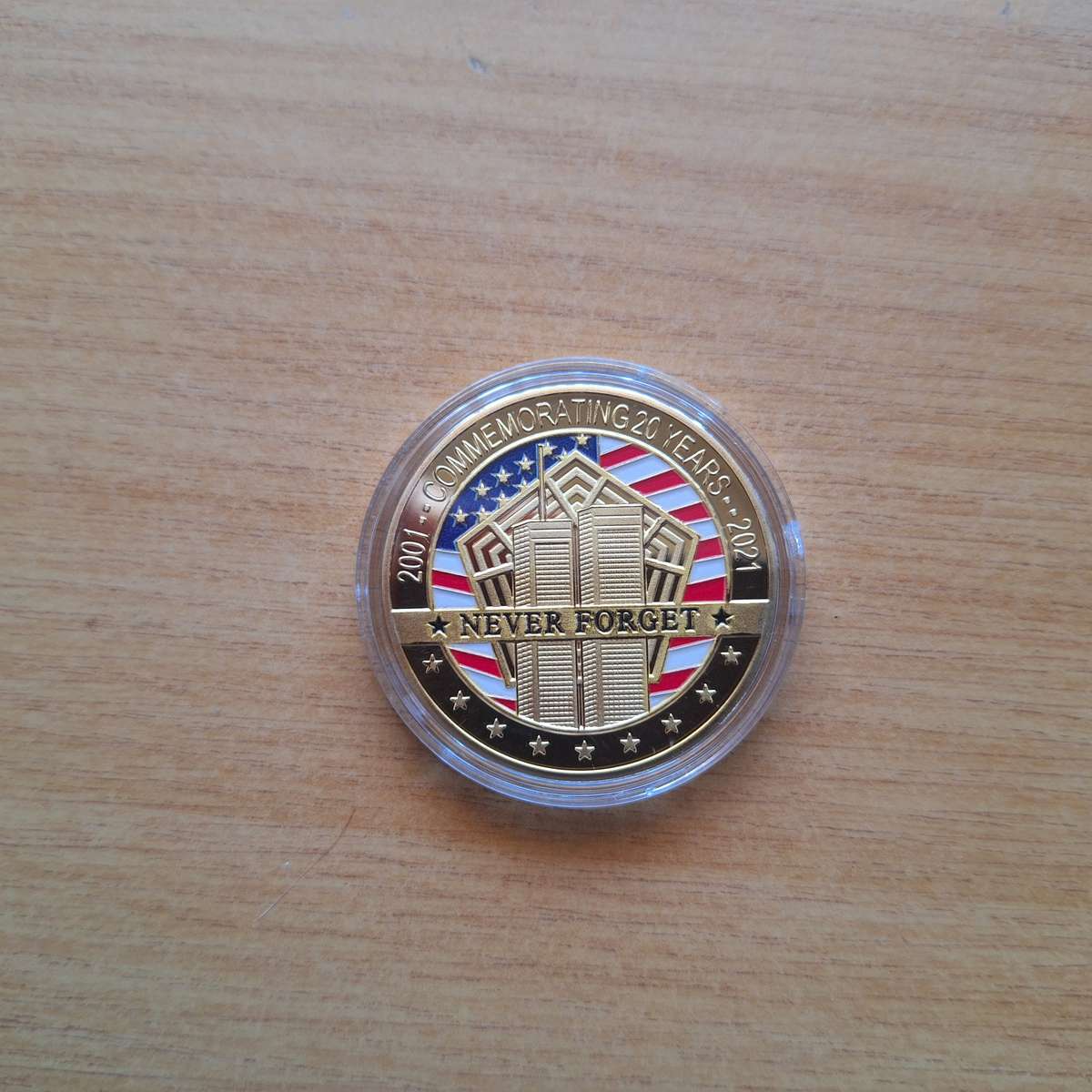 Commemorating 20 years of 9/11 miss liberty iron metal coin in capsule
