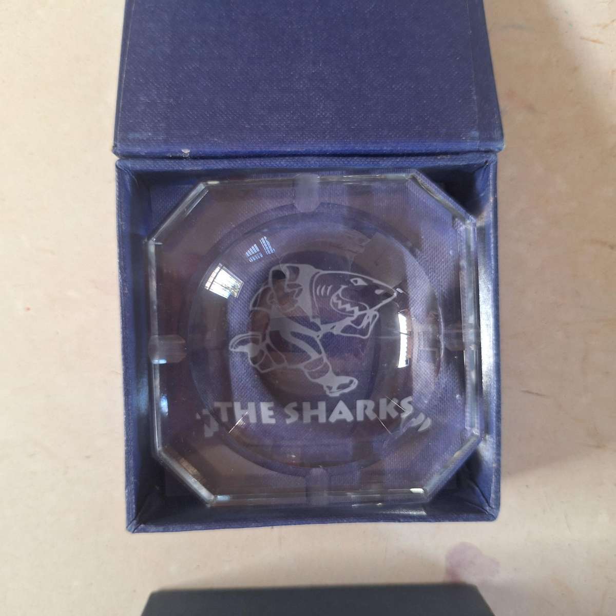 Sharks solid heavy glass ashtray