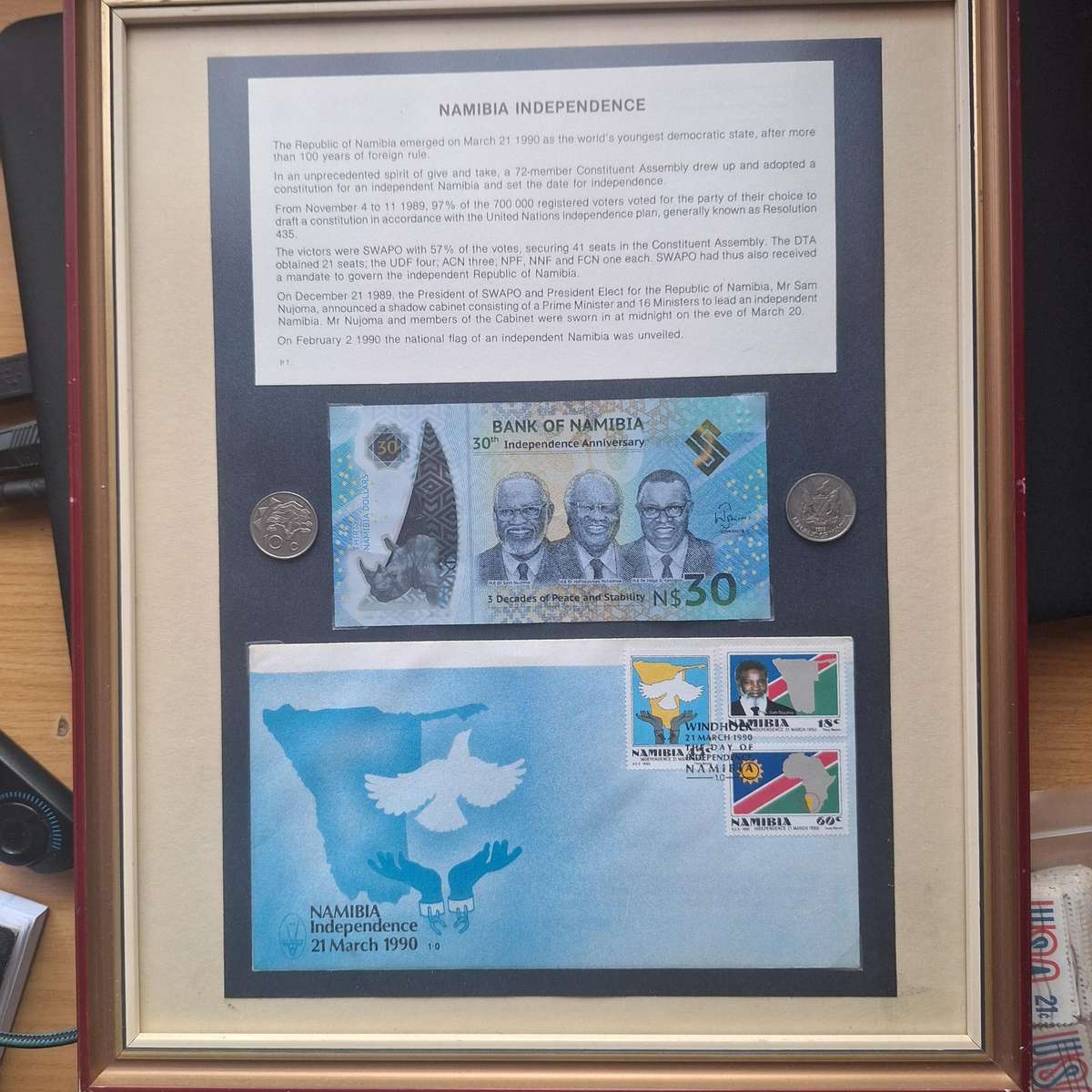 Namibian independece set : cover issued and not commemoration 30 years