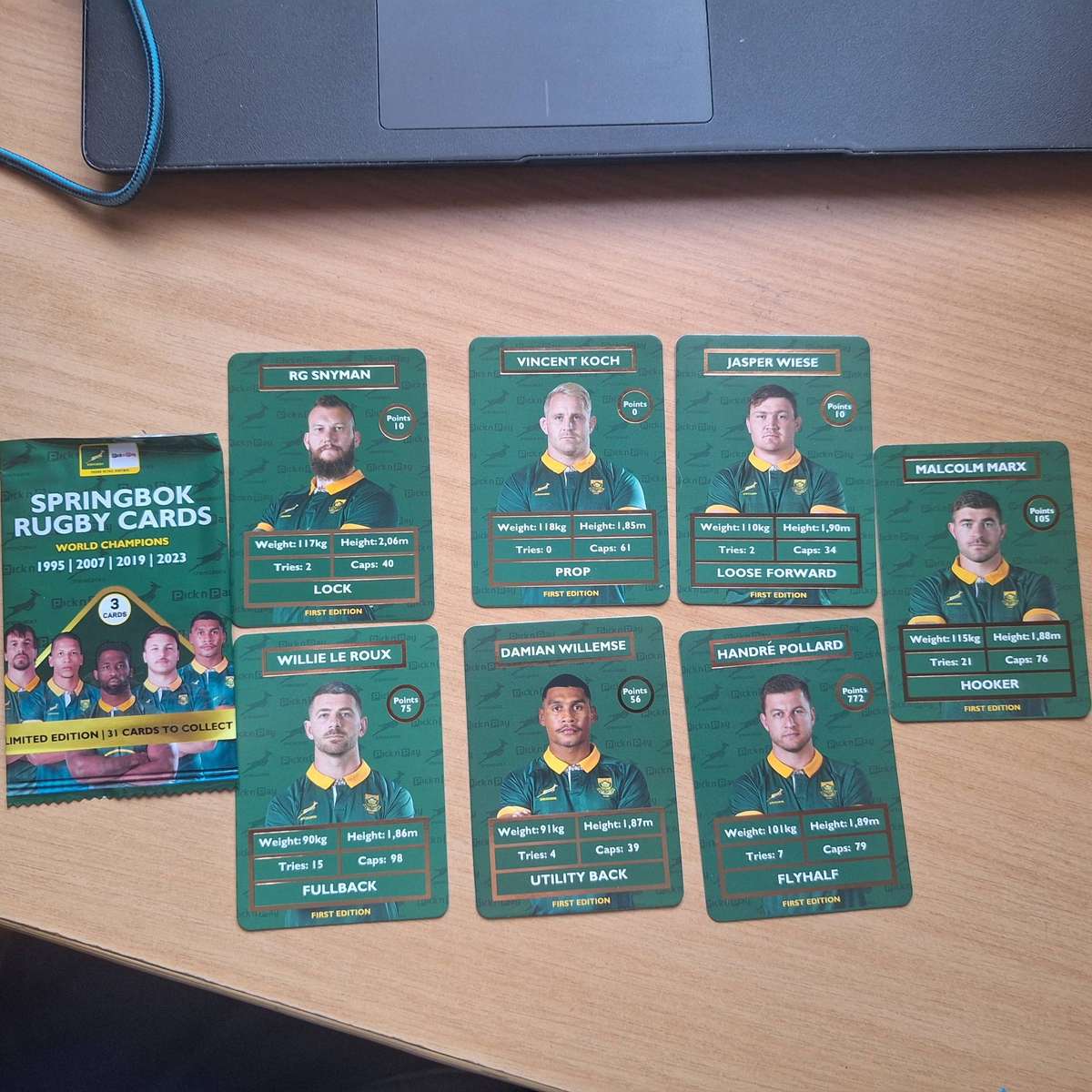 6 x new Pick and Pay Springbok Rugby cards