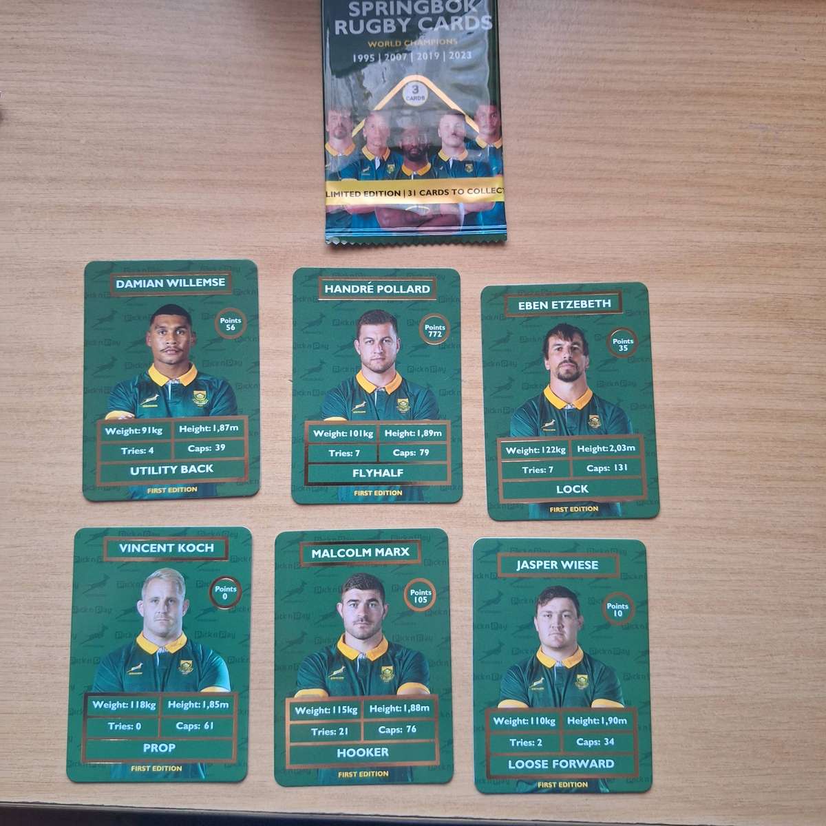 6 x Pick and Pay new rugby cards