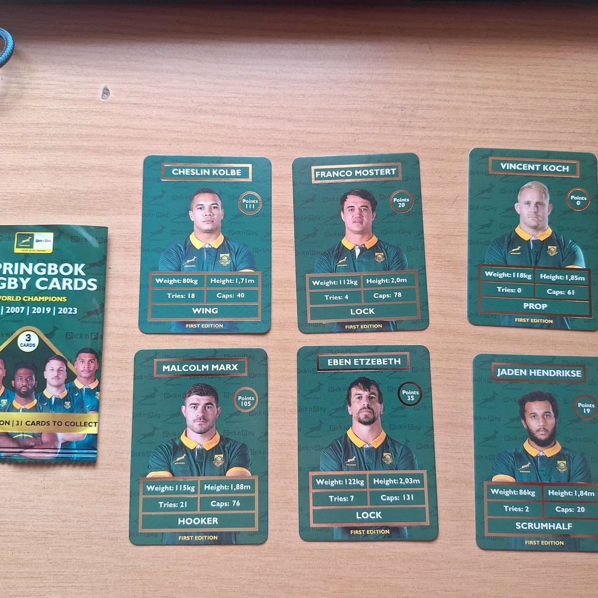 6 x new Pick and Pay rugby cards