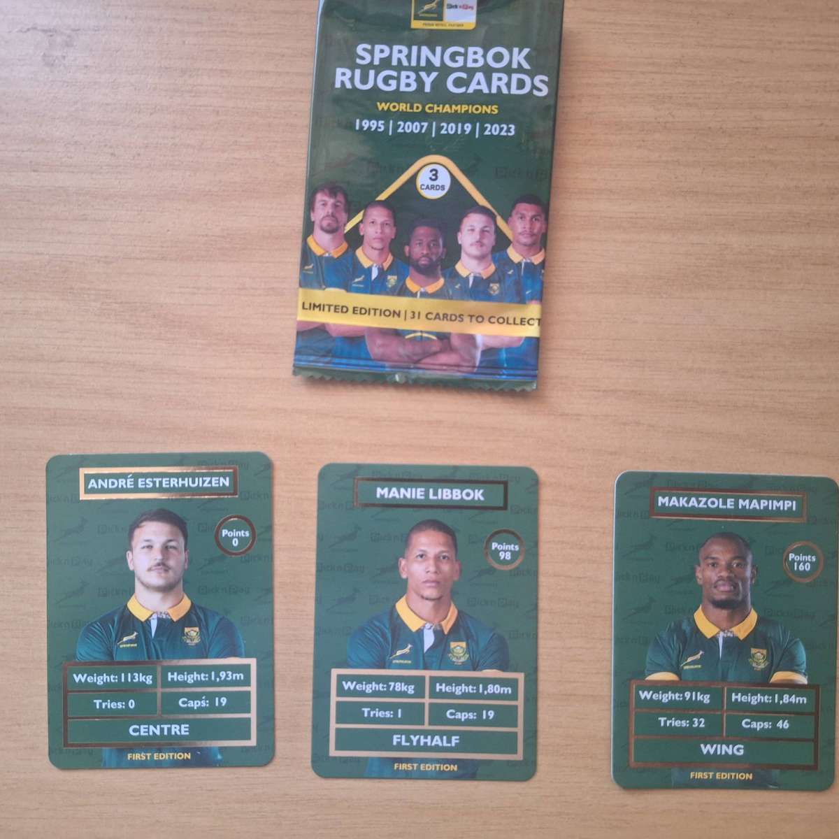 3 x Springbok new Rugby cards