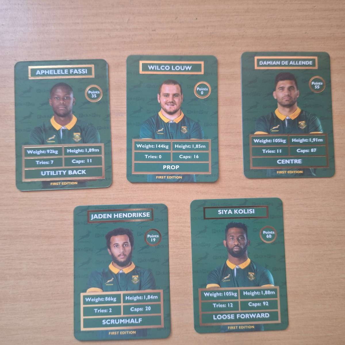 5 x Pick and Pay Rugby cards