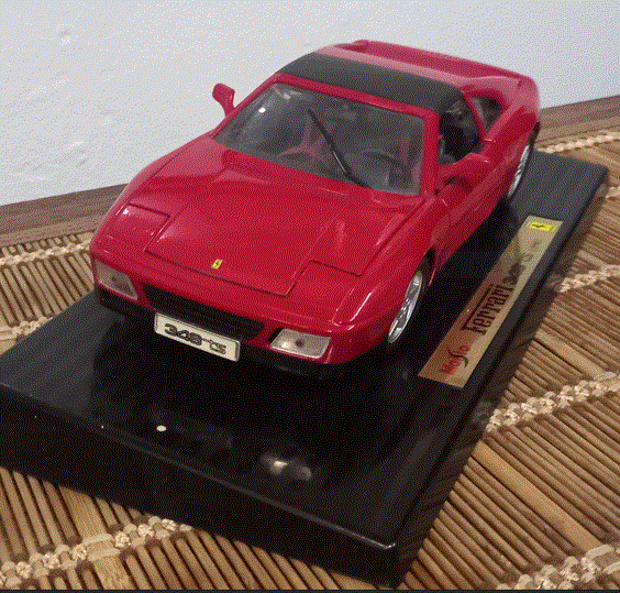 Ferrari 348 TS   Die Cast Model  1/18 on Slanted  Base -  Maisto