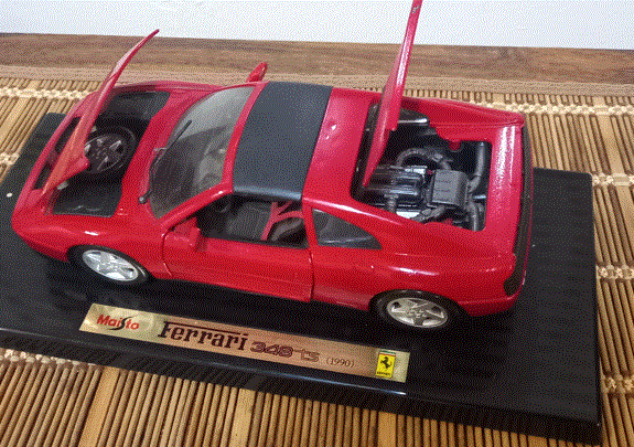Ferrari 348 TS   Die Cast Model  1/18 on Slanted  Base -  Maisto