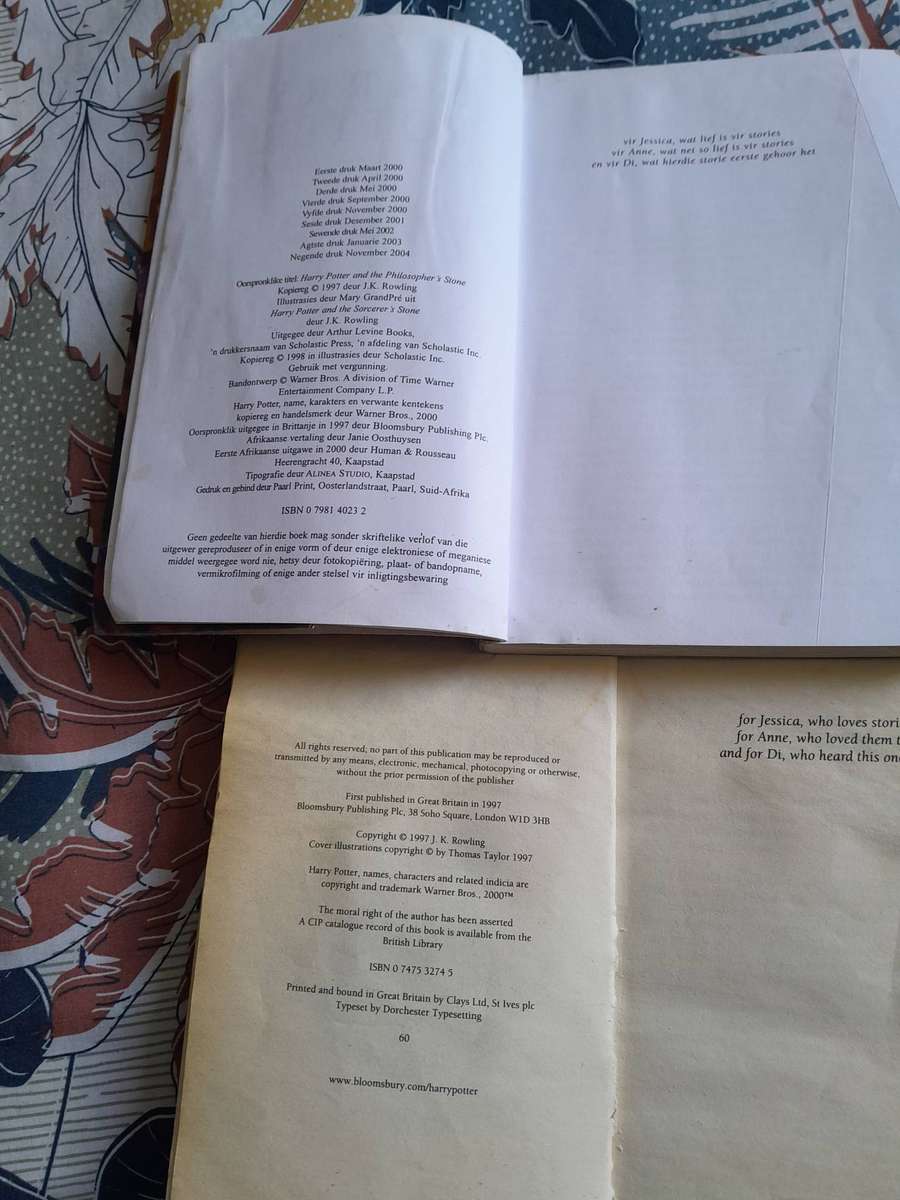 Harry Potter Philophers stone + Harry Potter die Towenaar se Steen