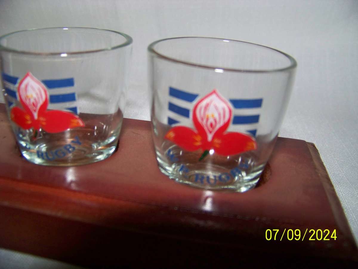 Shot Glasses on Serving Tray ( W P Rugby )