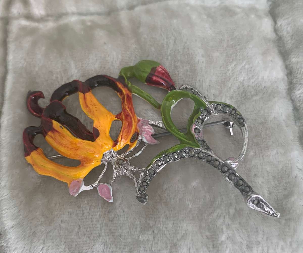Flame lily brooch in box