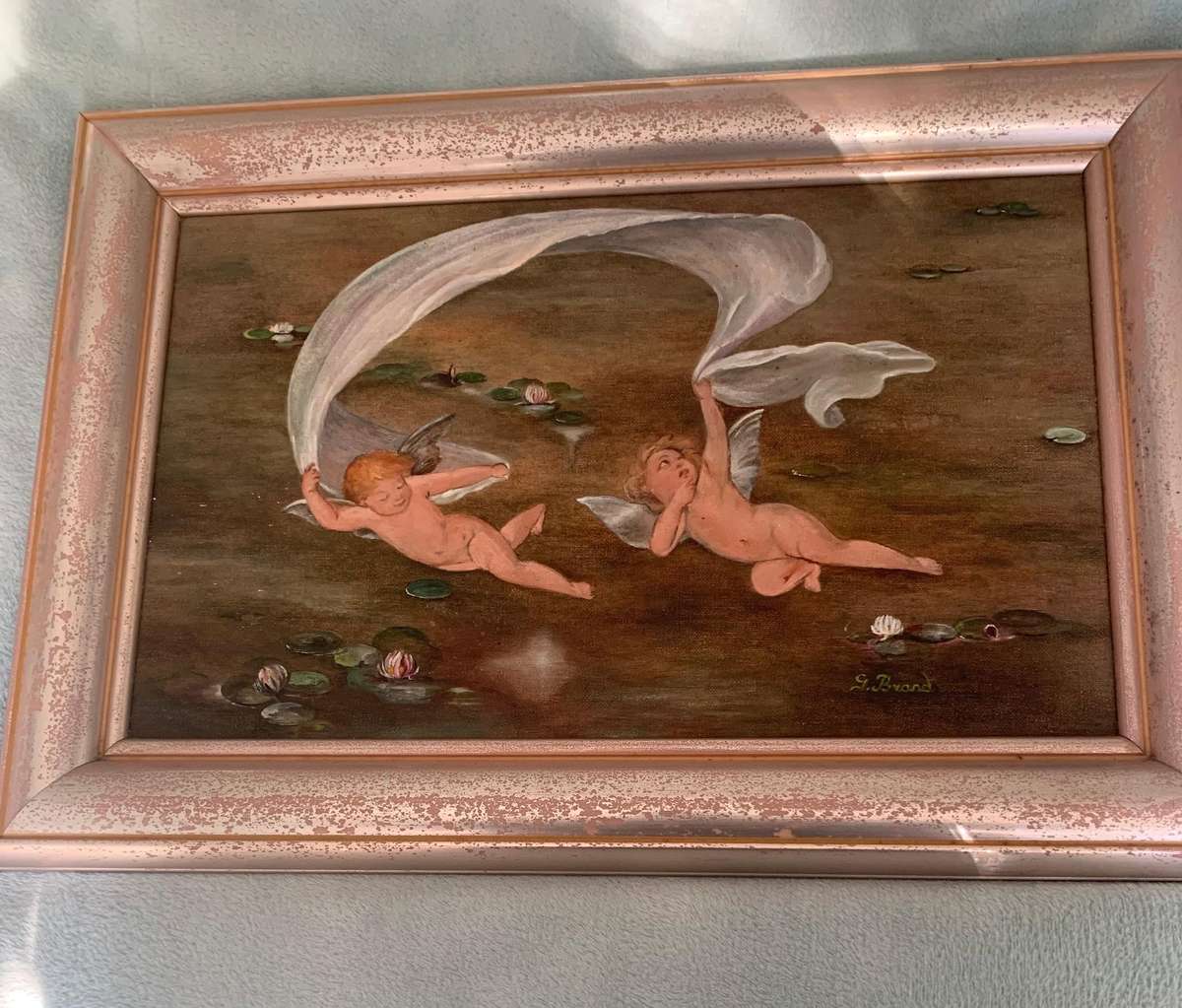 Original Oil Painting with Cherubs