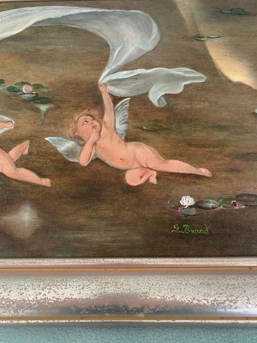 Original Oil Painting with Cherubs