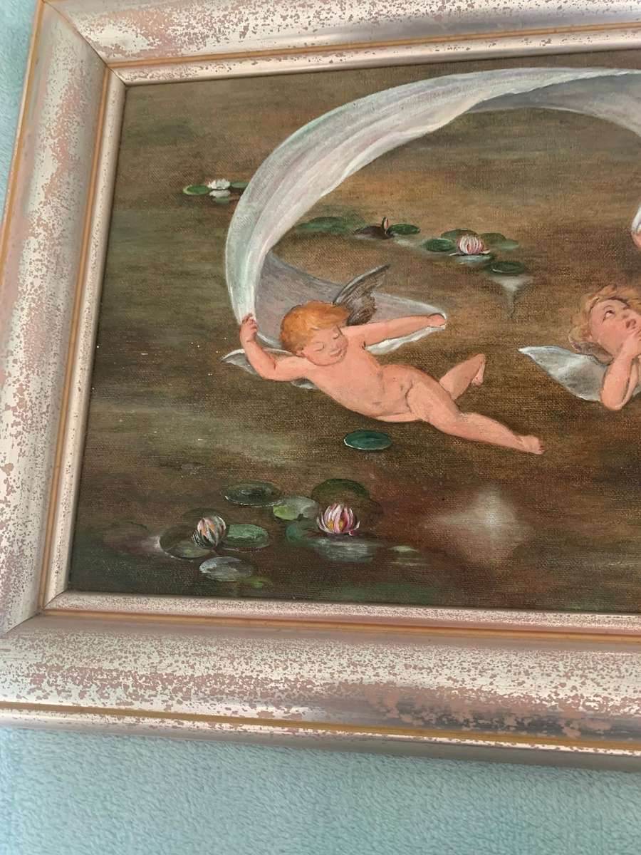 Original Oil Painting with Cherubs