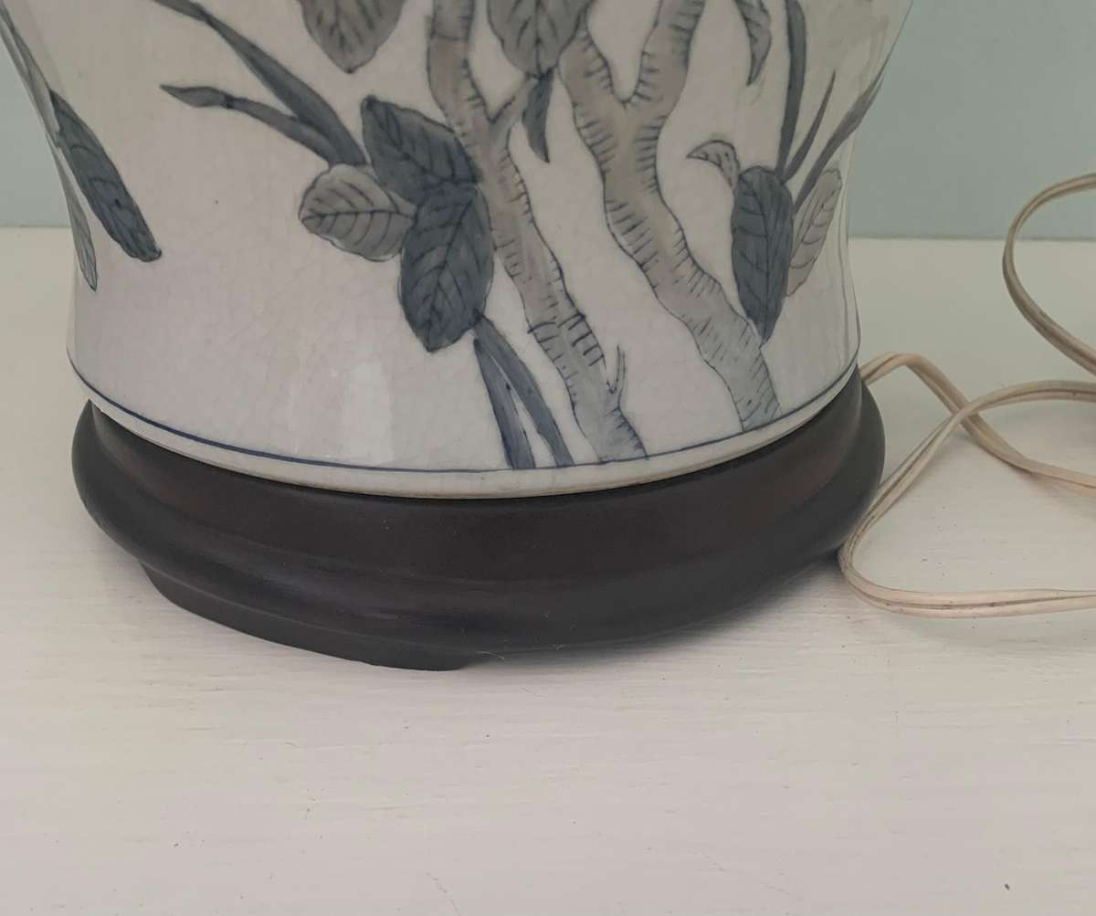 Oriental lamp with wooden base